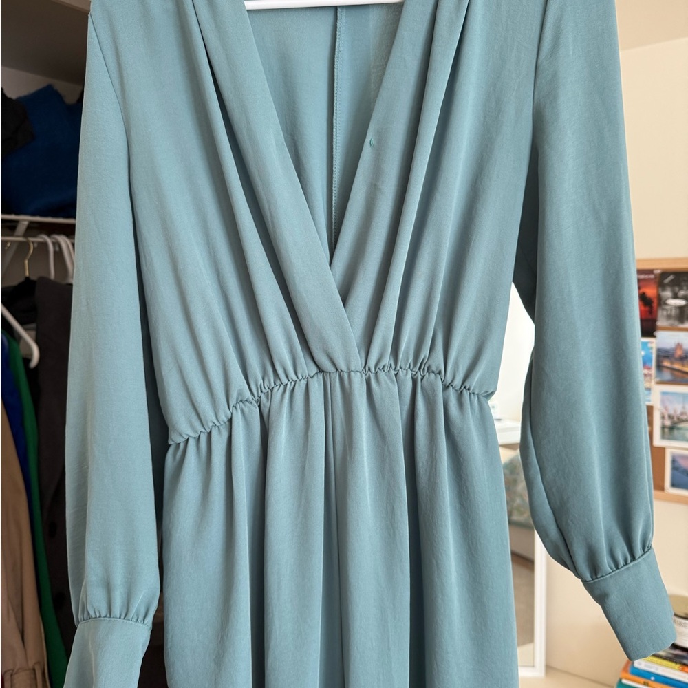 Zara Teal Long Sleeve Jumpsuit